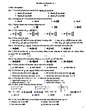 Đề kiểm tra Giữa học kỳ I môn Toán Lớp 10 - Đề số 3